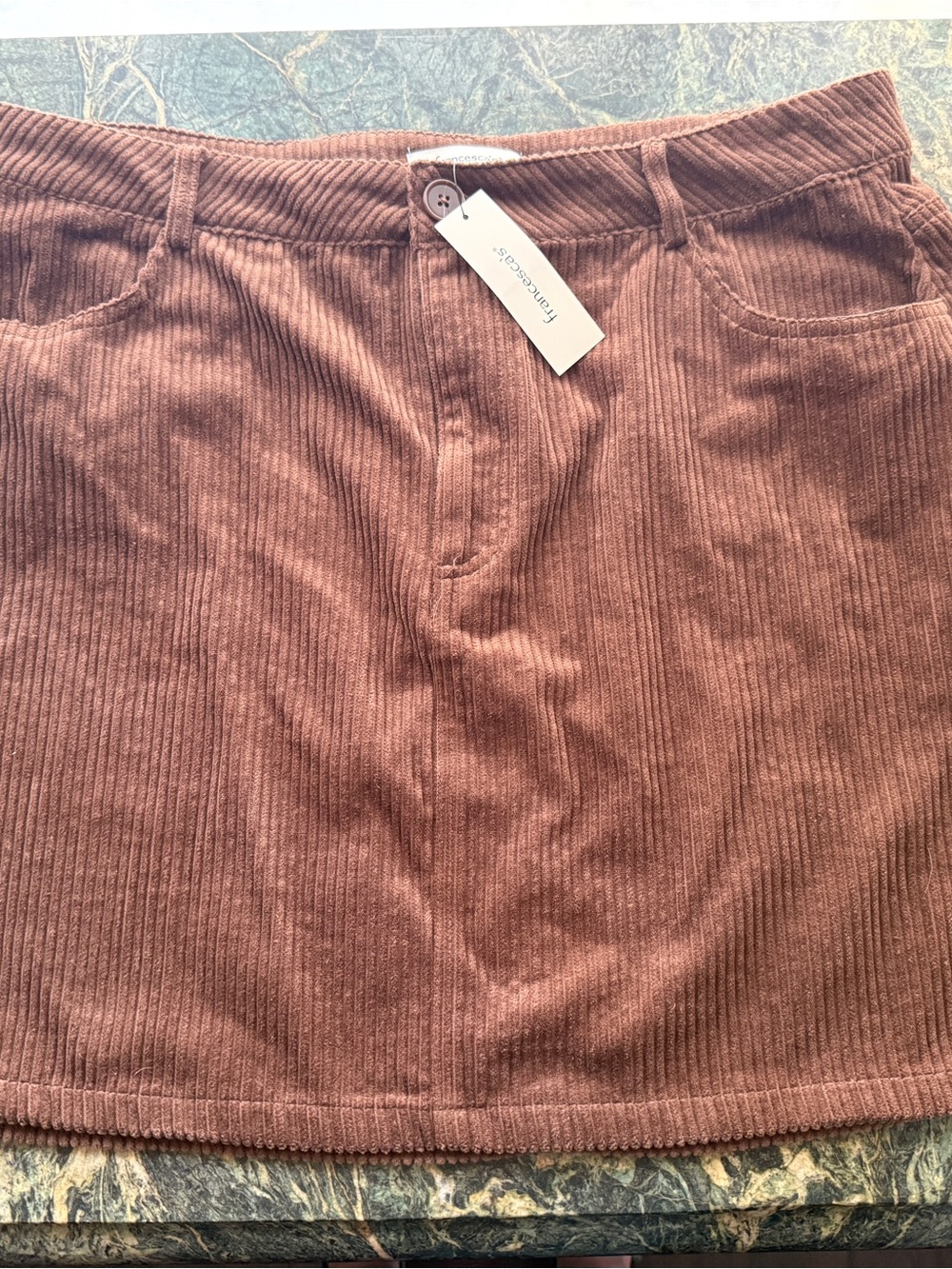 Corduroy Mini Skirt in Soft Brown